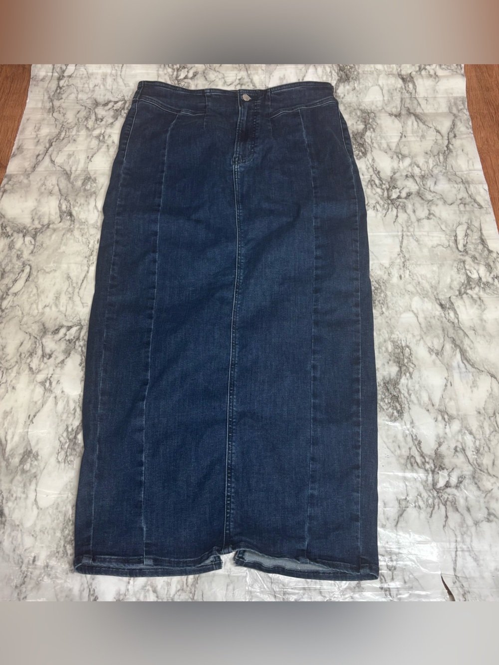 American Eagle Dark Highest Rise Maxi Skirt Blue Denim slit size 12 NWT New